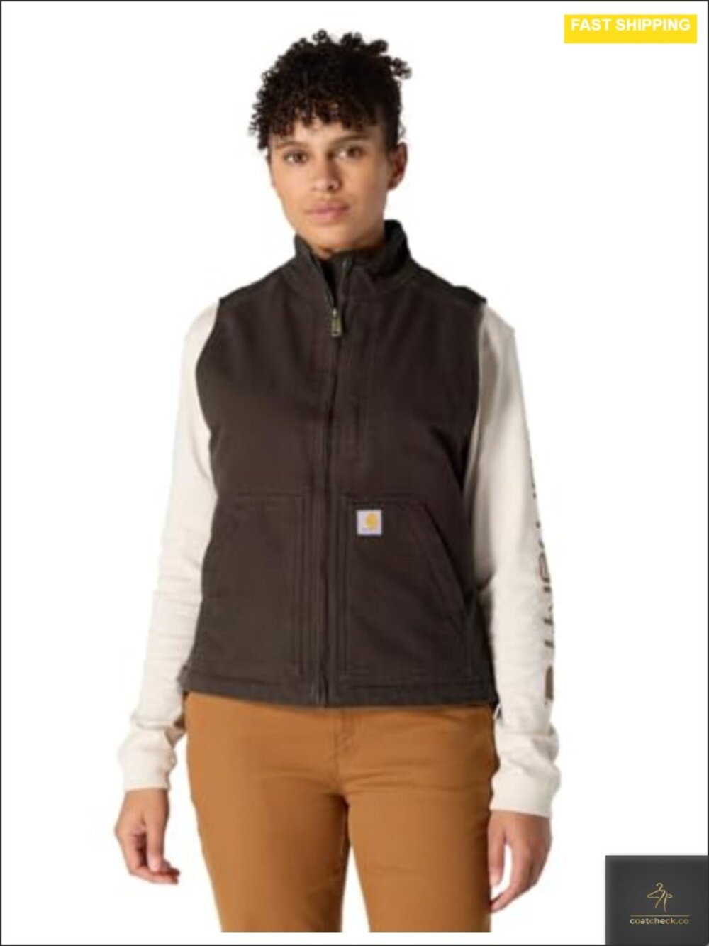 Carhartt Women's Washed Duck Mock Neck Vest - Zippered Utility Style